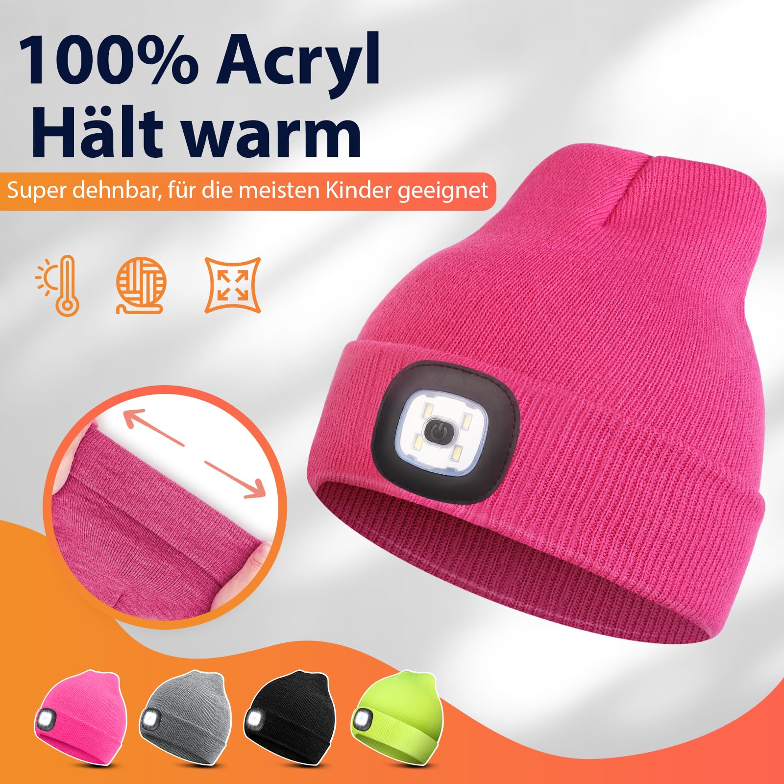 Geschenke für Kinder Weihnachten Mütze mit LED Licht Kinder Wiederaufladbar LED Strickmütze Wintermütze Beanie Lustige Kleine Geschenke für Mädchen Jungen