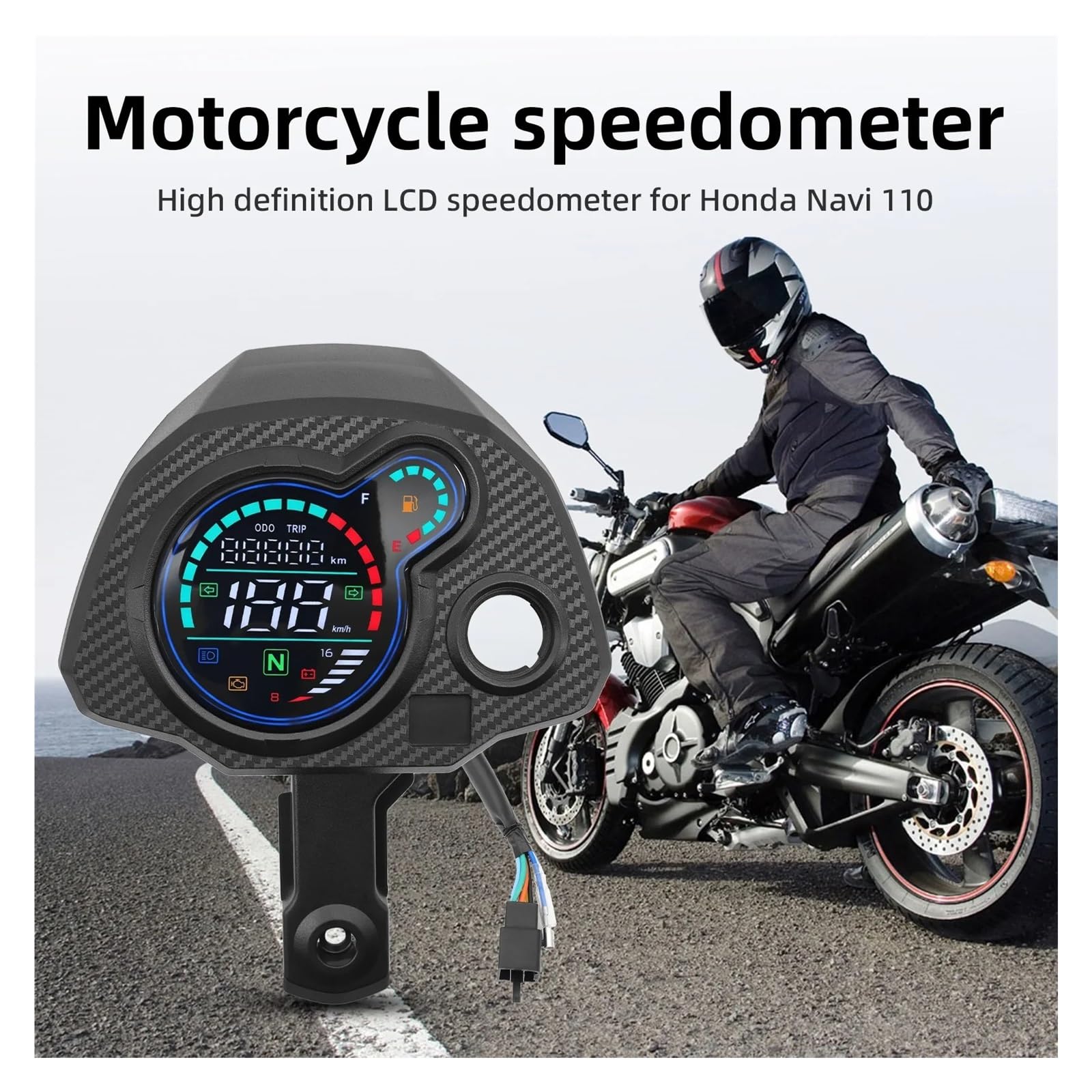 Moto Tachimetro Digitale Pannello strumenti cruscotto motore per Navi 110 per Navi110 Contagiri moto Contachilometri digitale Contagiri