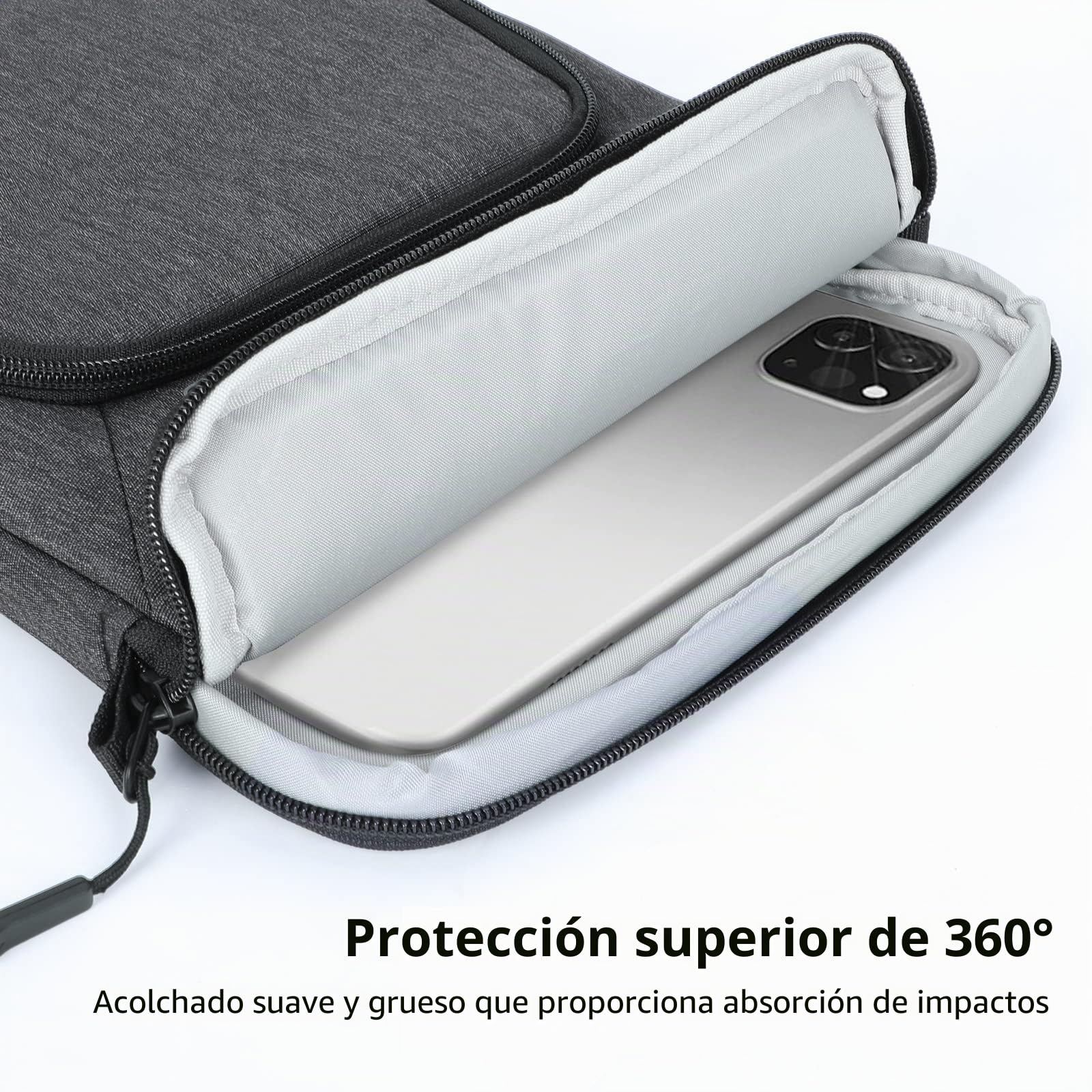 SIMTOP Funda para Tablet de 12,9 Pulgadas,New iPad Pro (5th/4th/3rd Gen),Impermeable Multi Work Bag Men,Bandolera de Hombre Fabricada en Poliéster,Bandolera de Hombre,Gris Oscuro