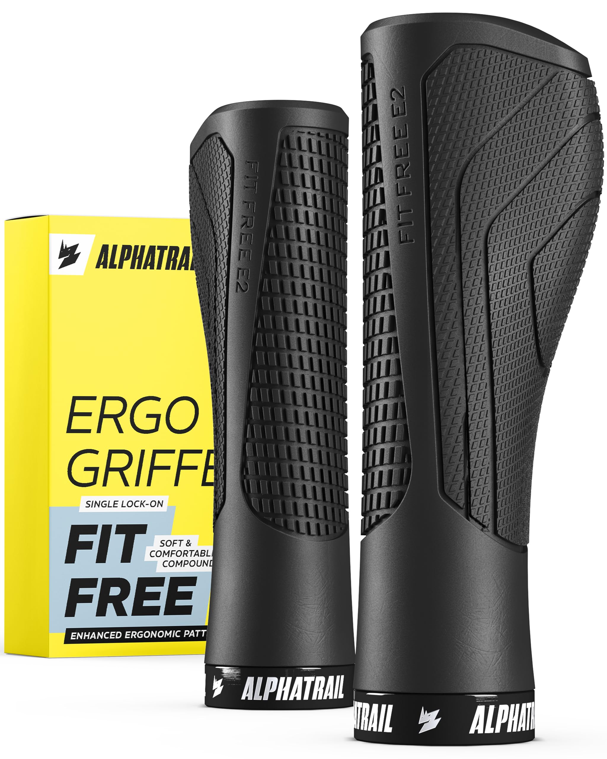 Alphatrail Alex I High Damping Bike Grips with Non-Slip Rubber I Strong Attachment of Grips to Handlebar Diameter 22 mm Durable MTB Grips in Black with Environmentally Friendly Rubber Compound-image-24