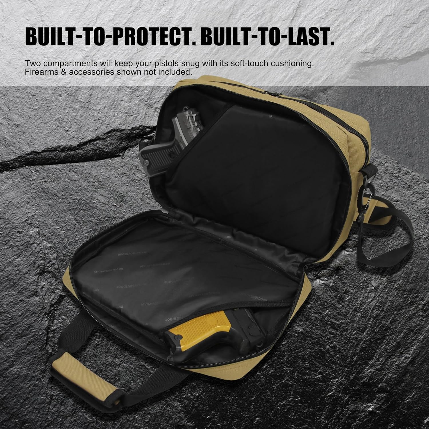 Gun Range Bags for Handguns, Tactical 2 Firearm Shooting Bag for Ammo, Pistol Carrying Case with Multi-Pockets, Shooters Duffle Bag for Outdoor Hunting