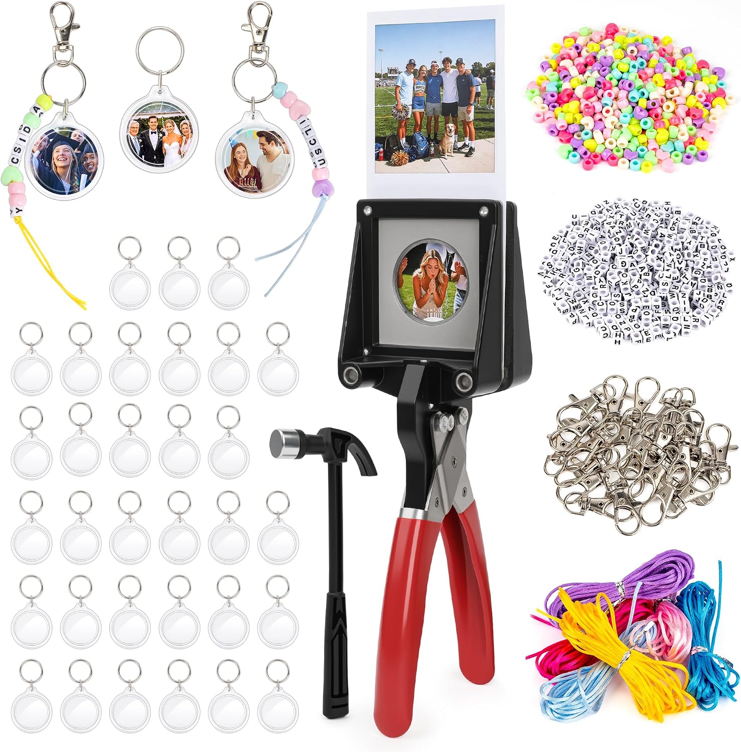 64 PCS Handling Keychain Photo Cutter Making Kit With 35mm Circle Cutter