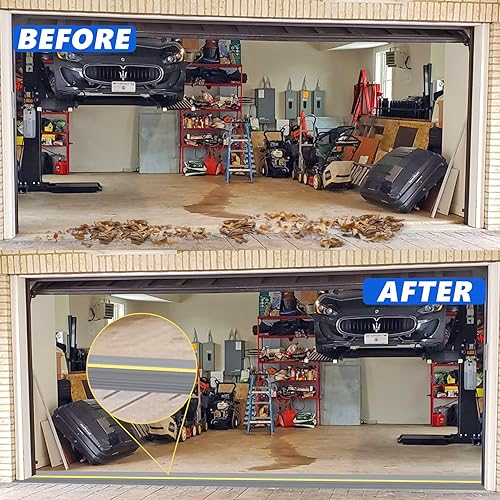 Miniatura 6 de MYFAMIREA Tira de sello de umbral inferior de puerta de garaje de 16.5 pies con adhesivos negros de 10.1 fl oz, sello universal de goma para umbral