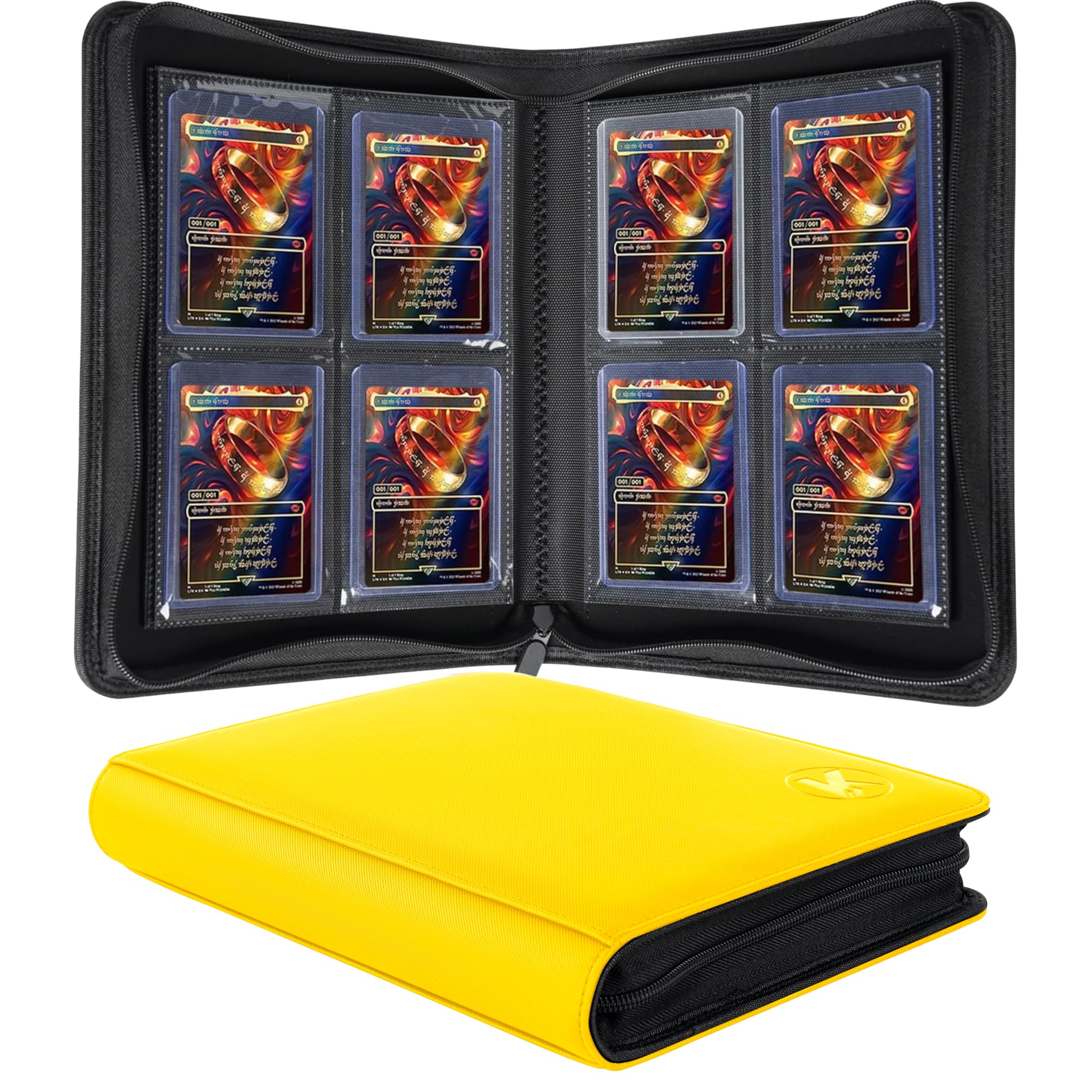 KUOOKING Top loader Binder, Holds 128+ Toploaders, 4 Pocket Top Loader Card Storage Case, Double-Sided Pockets for trading card in 3 x 4'' Toploaders