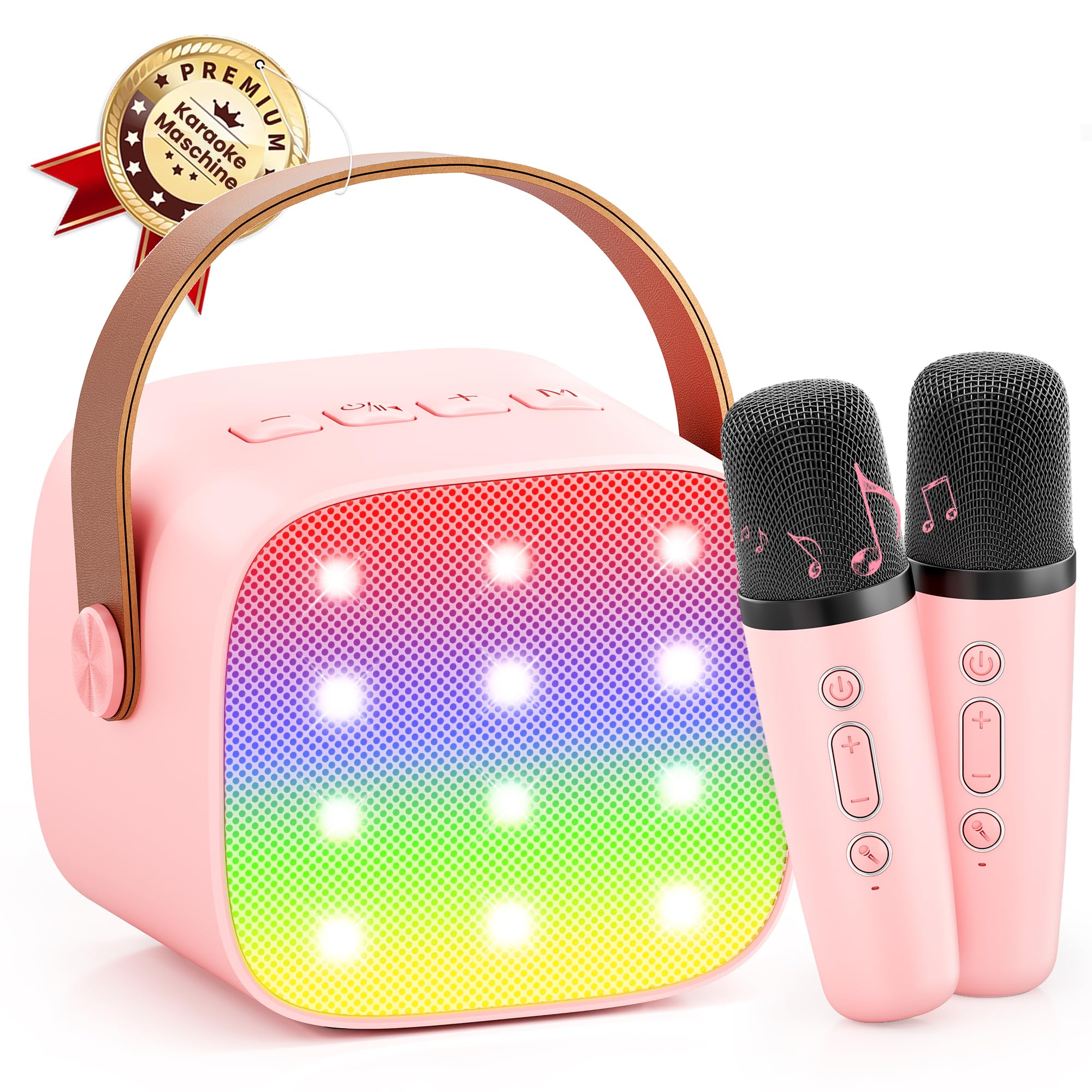 Karaoke Maschine mit 2 Karaoke Mikrofonen Geschenk Mädchen: [Premiumversion] Mini Karaoke Maschine Kinder mit Mikrofon Kindertag Geschenk Spielzeug 3-12 Jahre - Geburtstagsgeschenk MusikLautsprecher