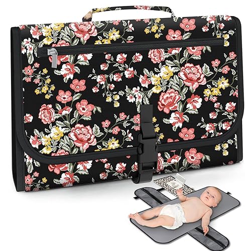 Polovillae Cambiador portátil  Cambiador de pañales plegable impermeable con patrón de leopardo, cambiador de pañales, bolsa de viaje, cambiador de