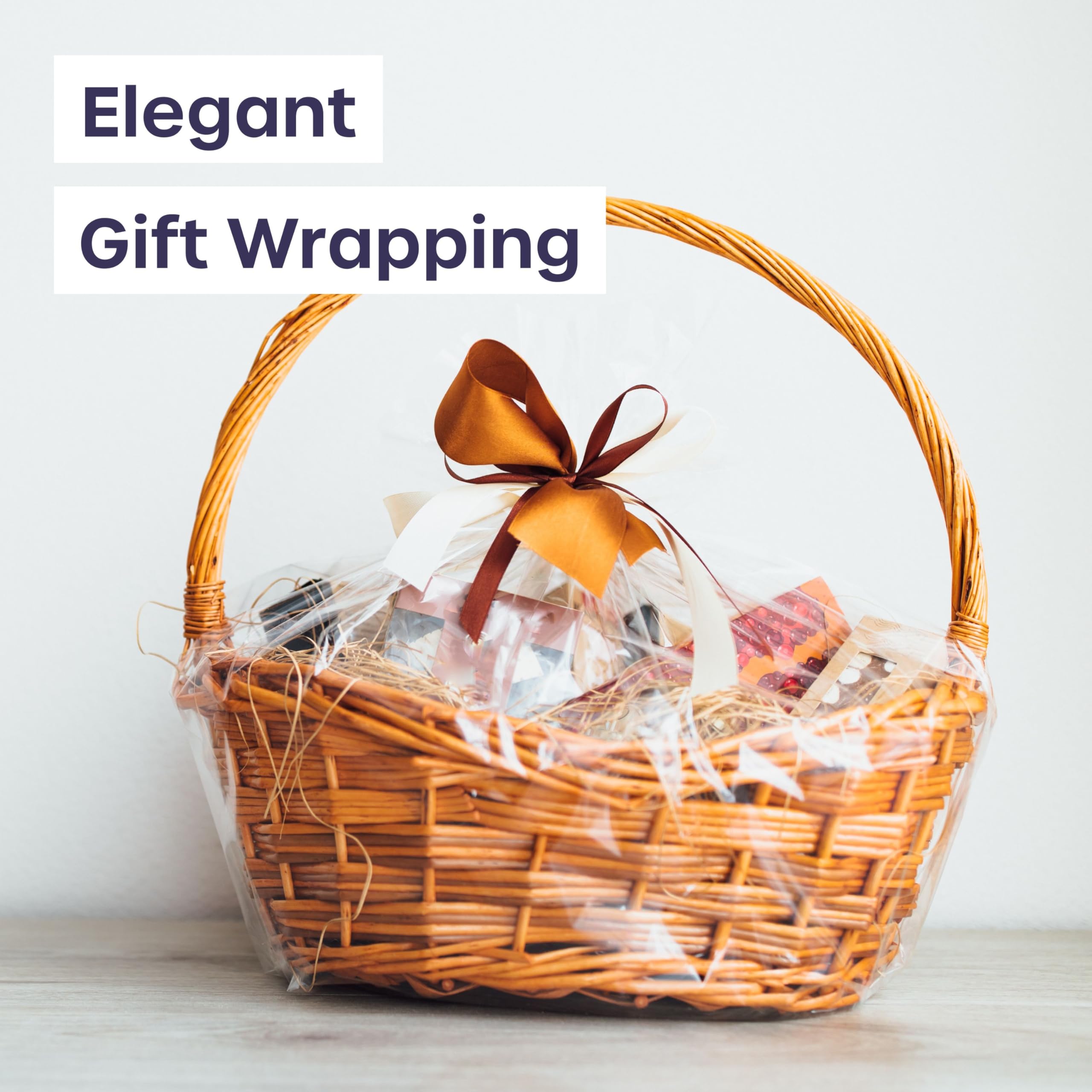 volila Large Cellophane Bags for Gift Baskets - 10 Pack (30 in x 40 in) Clear Gift Wrap for Gift Baskets, Floristry, Party Favors and Food Packaging
