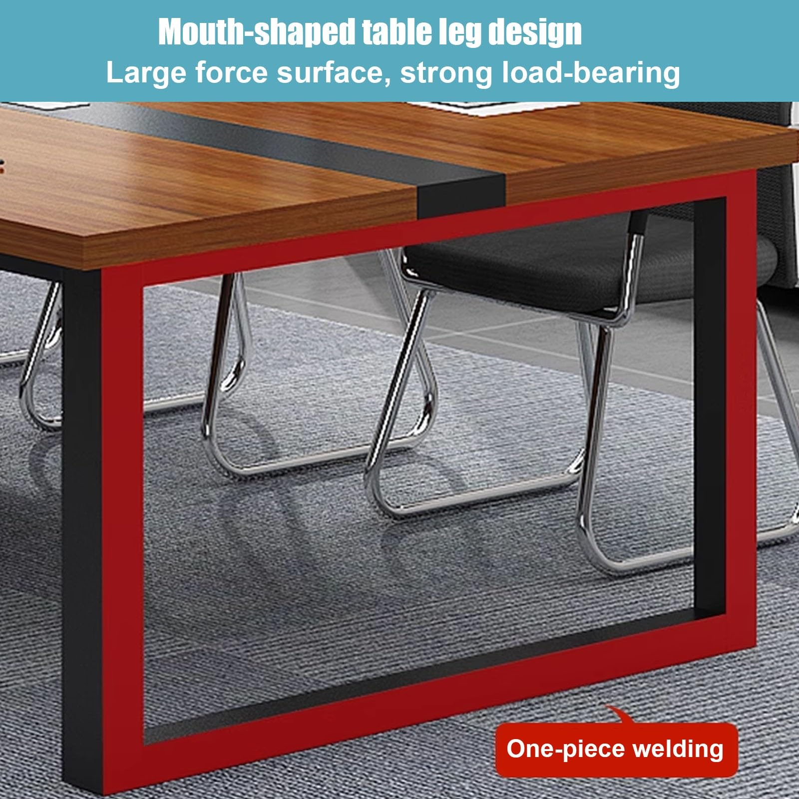 Grande Table de conférence rectangulaire en Bois (63-94 cm) avec Trous taraudés, pouvant accueillir 6 à 8 Personnes, idéale pour Les Bureaux, salles de réunion et réceptions.
