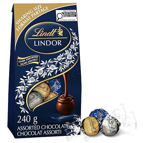 Lindt LINDOR Assorted Dark Chocolate Truffles, 240-Gram Bag