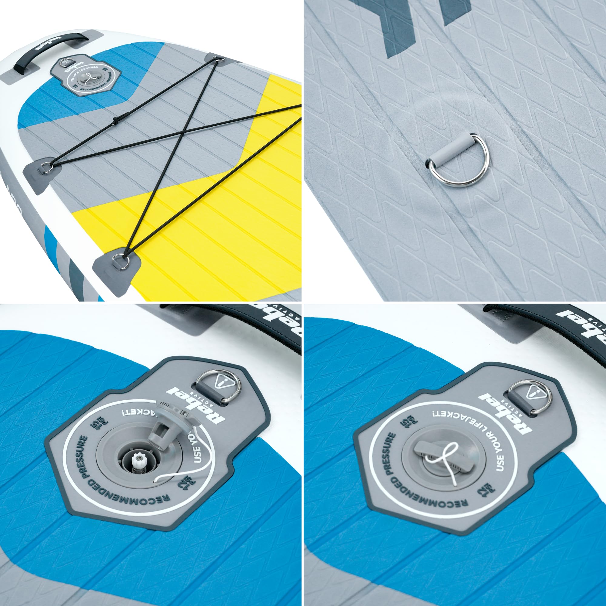 Rebel Electro Deska SUP Pompowana z Siedziskiem do Pływania Drop-Stitch 335 cm Zestaw Wiosło Pompka Plecak RBA-4507-WH