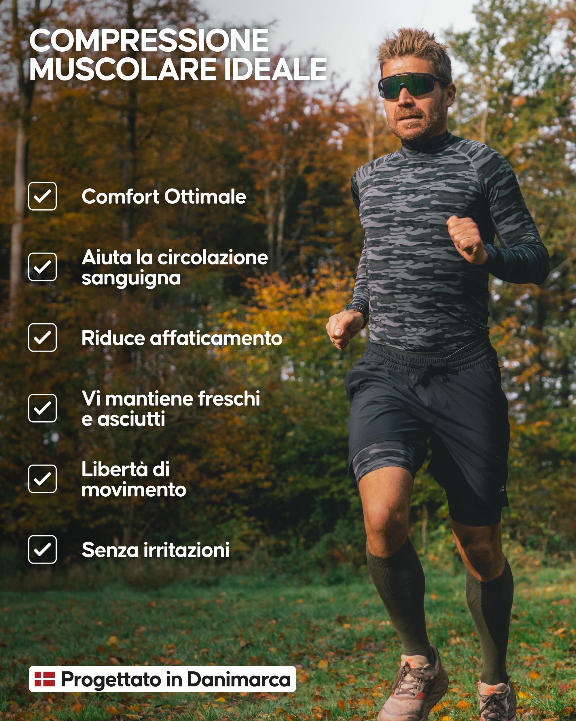 DANISH ENDURANCE Maglia Compressione Uomo Maniche Lunghe, Maglia Tecnica Uomo Traspirante e Quick-Dry, Sport e Outdoor, 2 Pezzi