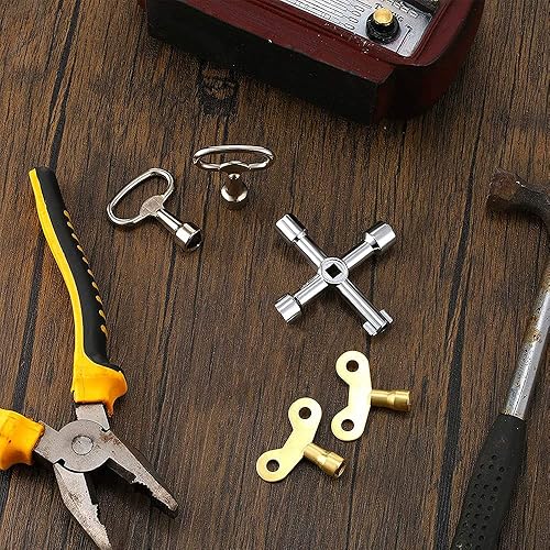 Miniatura 9 de Kit de llaves multifuncionales multifuncionales para plomeros, llave de 4 vías, llave de triángulo, llave de gabinete, llaves de enchufe para