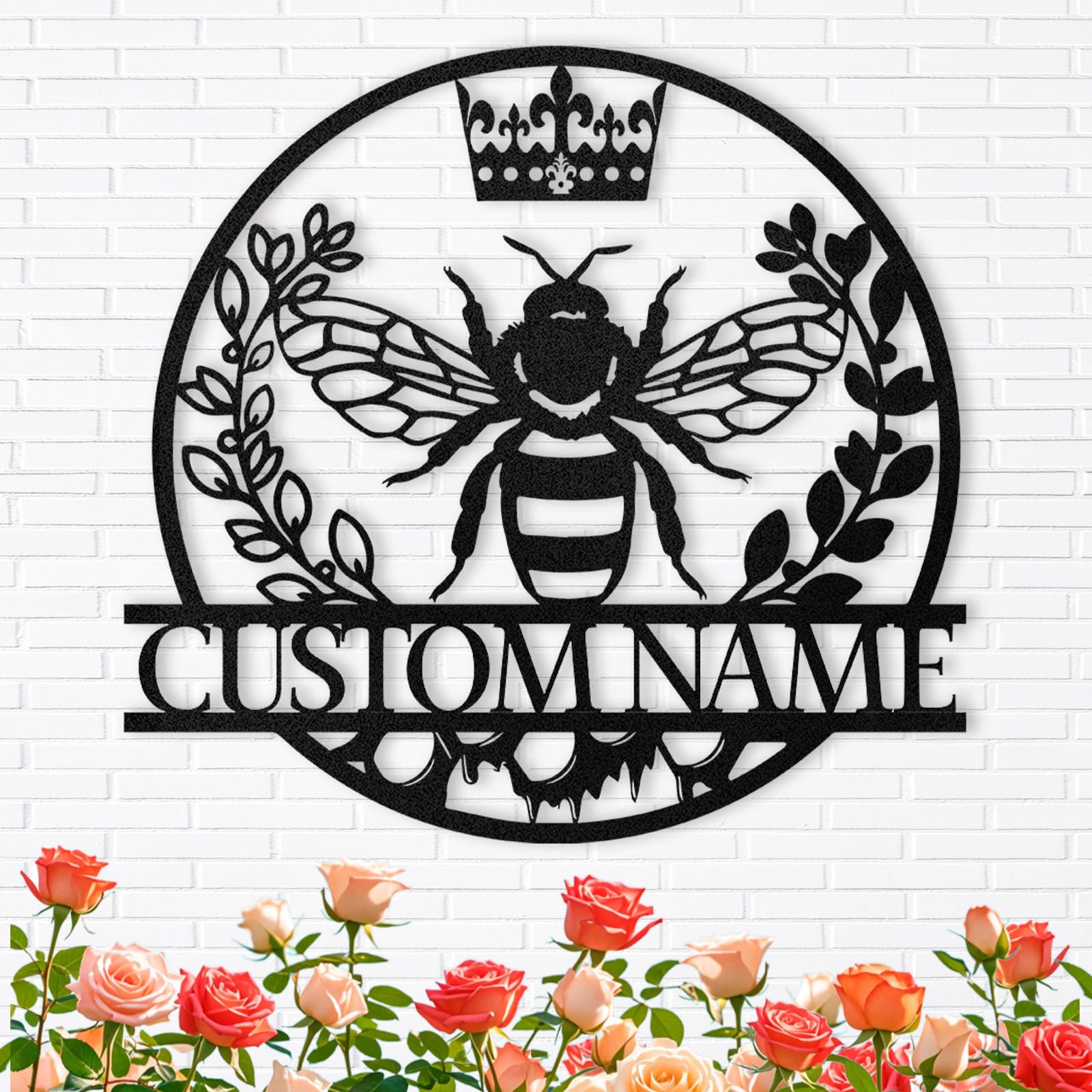 Personalized Honey Bee Metal Wall Art Custom Metal Honey Bee Sign Welcome Family Bee Sign Bee Garden Sign