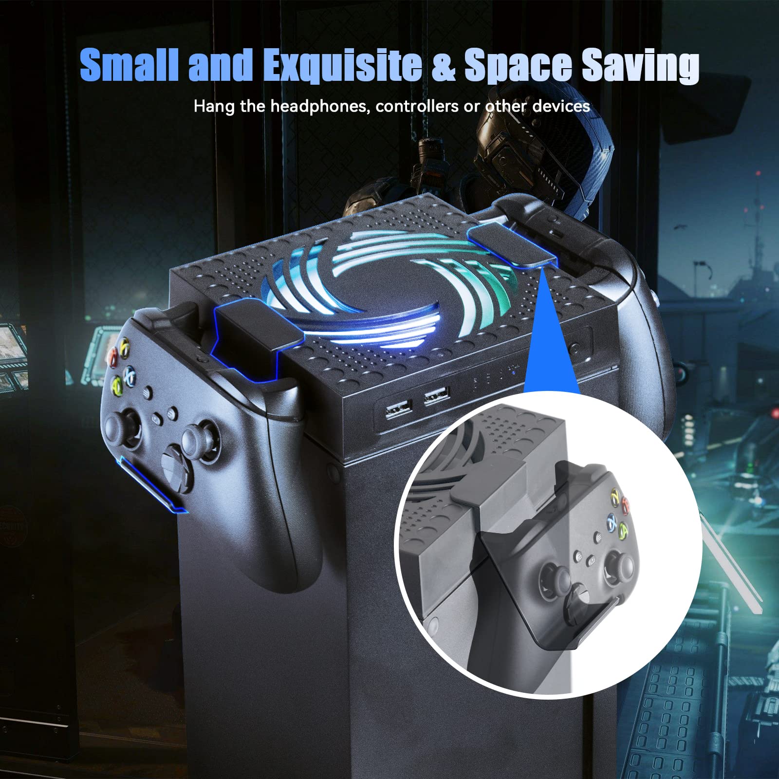 Ventilador para Xbox Series X Cooling fan con luz LED Sistema de refrigeración por Soporte ventilador superior con filtro de polvo de bajo ruido, 3 velocidades 1500/1750/2000RPM