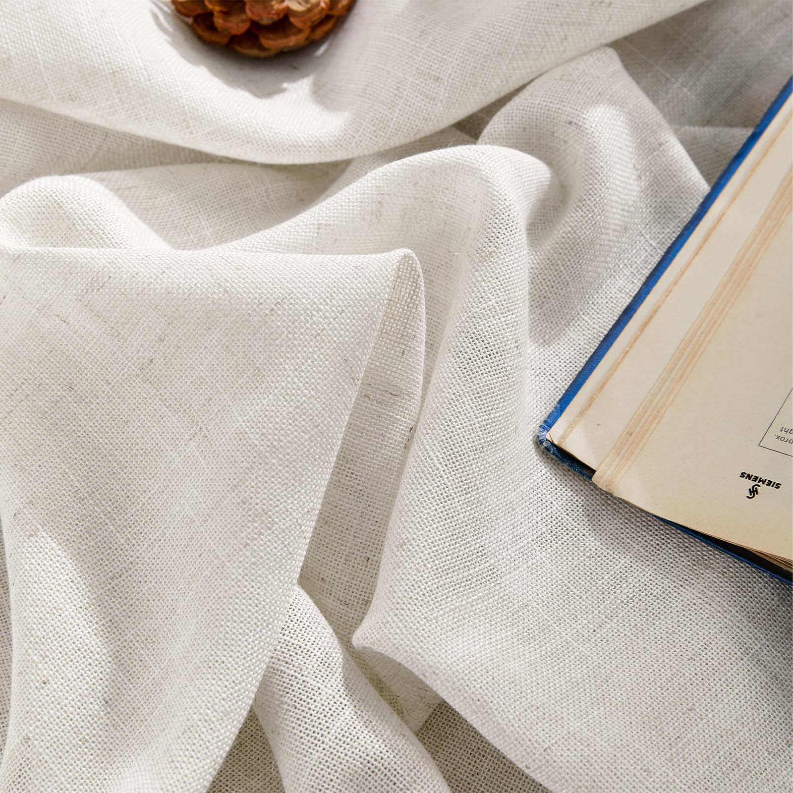Tende in voile con occhielli Joydeco 260x140 cm bianco effetto lino set da 2 pezzi per camera da letto soggiorno