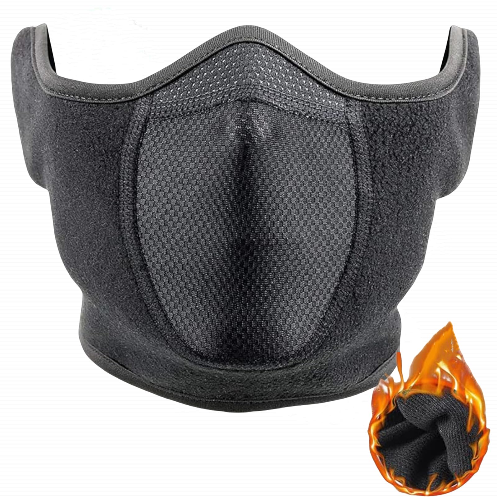 Half Face Mask Adjustable Fastener Windproof Men Women for Skiing Snowboarding Motorcycling Running Winter Outdoor Sports Highly Breathable Warming (Black)