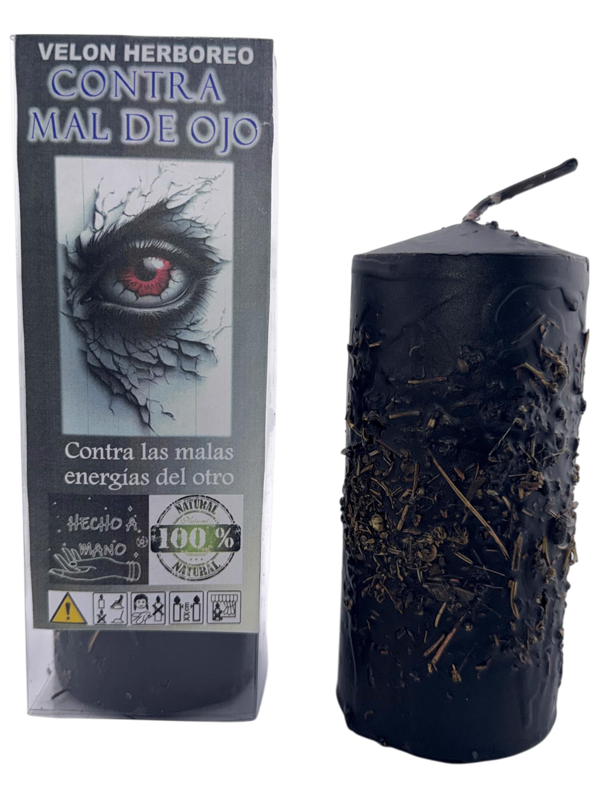 HOSTENATURA | Herbal Candle Against Evil Eye 14x6cm | Esoteric Candle Energy Protection | Ritual to Neutralize Envy and Bad Vibrations | Artisanal Elaboration with Natural Herbs