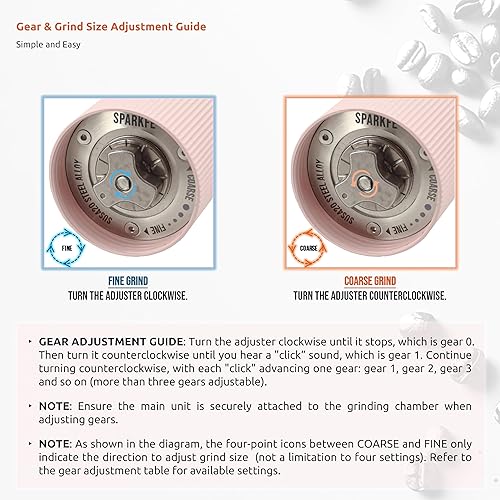 Miniatura 6 de Molinillo de café eléctrico portátil, molinillo de mano recargable con rebabas cónicas de acero inoxidable, ajustes de molienda ajustables, para