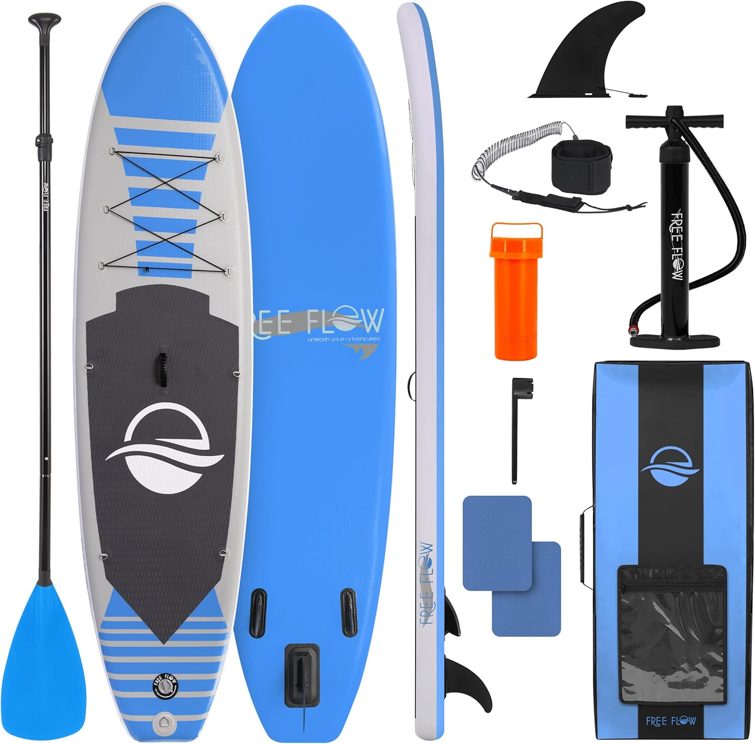 SereneLife 10'6" Inflatable Stand Up Paddle Board - Wide Stable SUP with Non-Slip Deck, 350lbs Capacity, Premium Accessories for All Ages