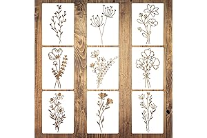 Floral Stencils for Painting on Wood, 9Pcs Flower Stencils for Painting, Reusable...