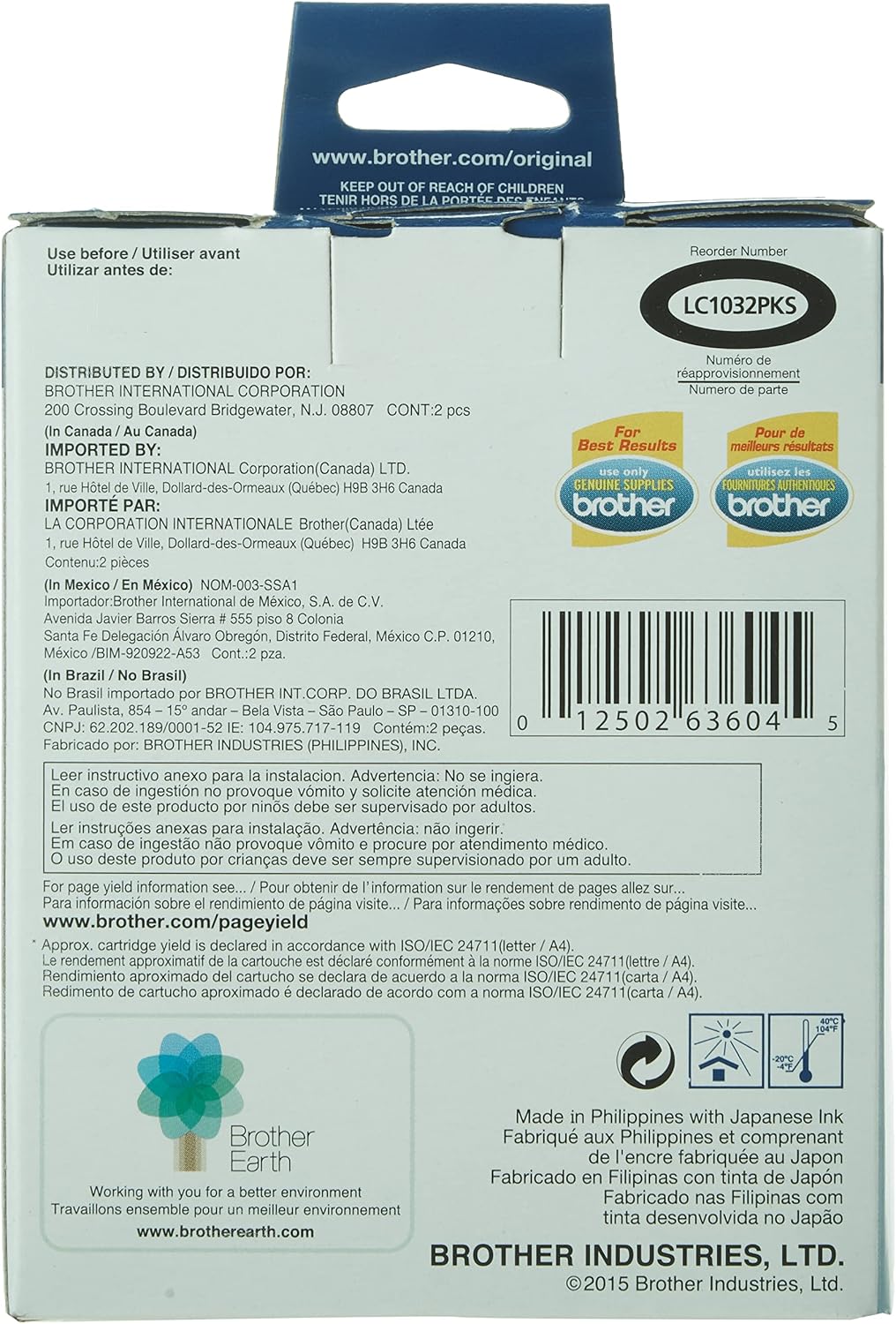 Brother LC1032PKS Printer High Yield Cartridge Ink Black (2-Pack)