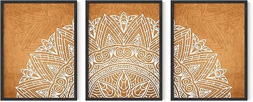 Arte para pared enmarcado de mandalas Haus and Hues - Arte para pared boho para el dormitorio, arte para pared enmarcado boho, decoración para pared