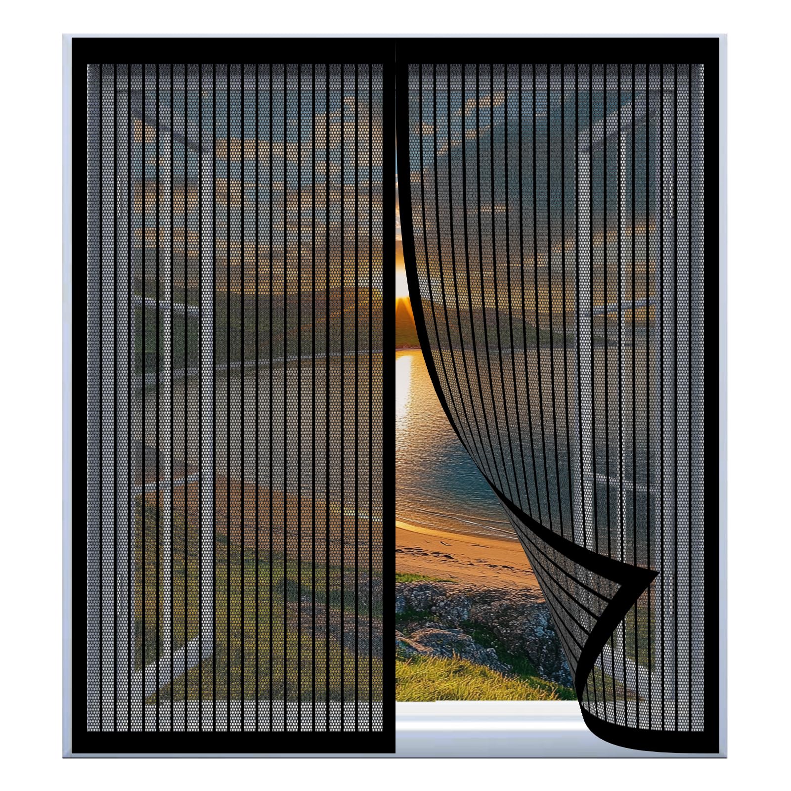 Moustiquaire aimantée fenêtre noire protection insectes 120 x 140 cm