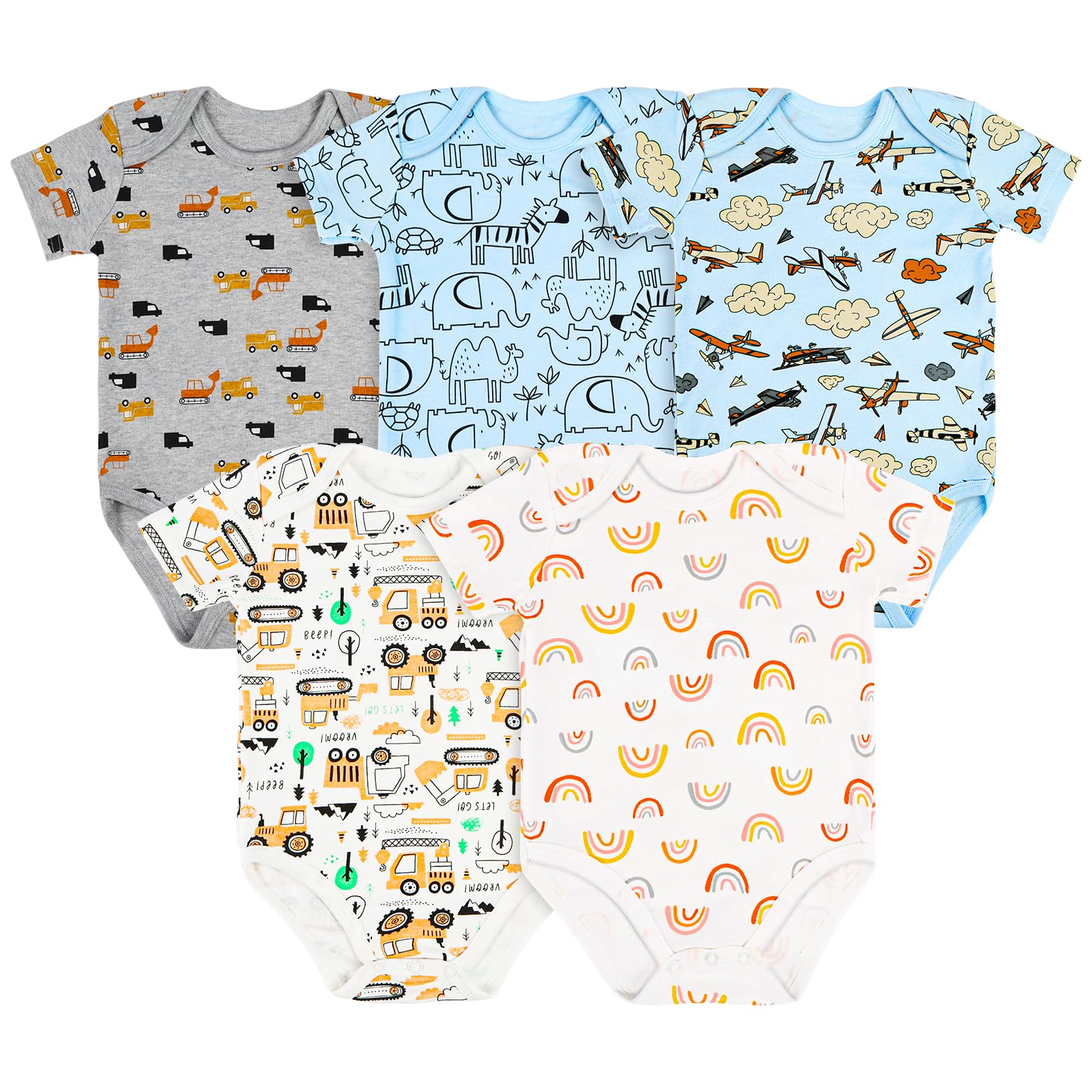 Vicloon Body Neonato e Neonata, Body a Maniche Corte in 100% Cotone, con Comoda Apertura, Unisex 0-12 Mesi, Idee Regalo Nascita