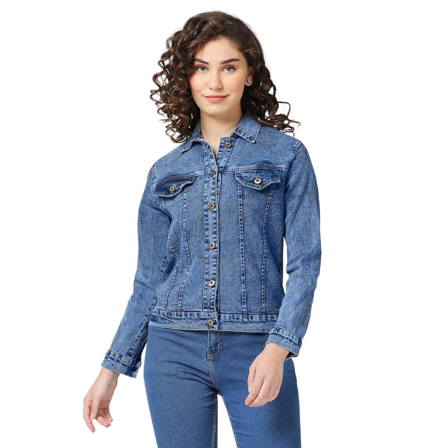 cefalu Women's Stylish Denim Jacket - Full Sleeve, Dark Blue, Light Blue, Size S-3XL-picture-30