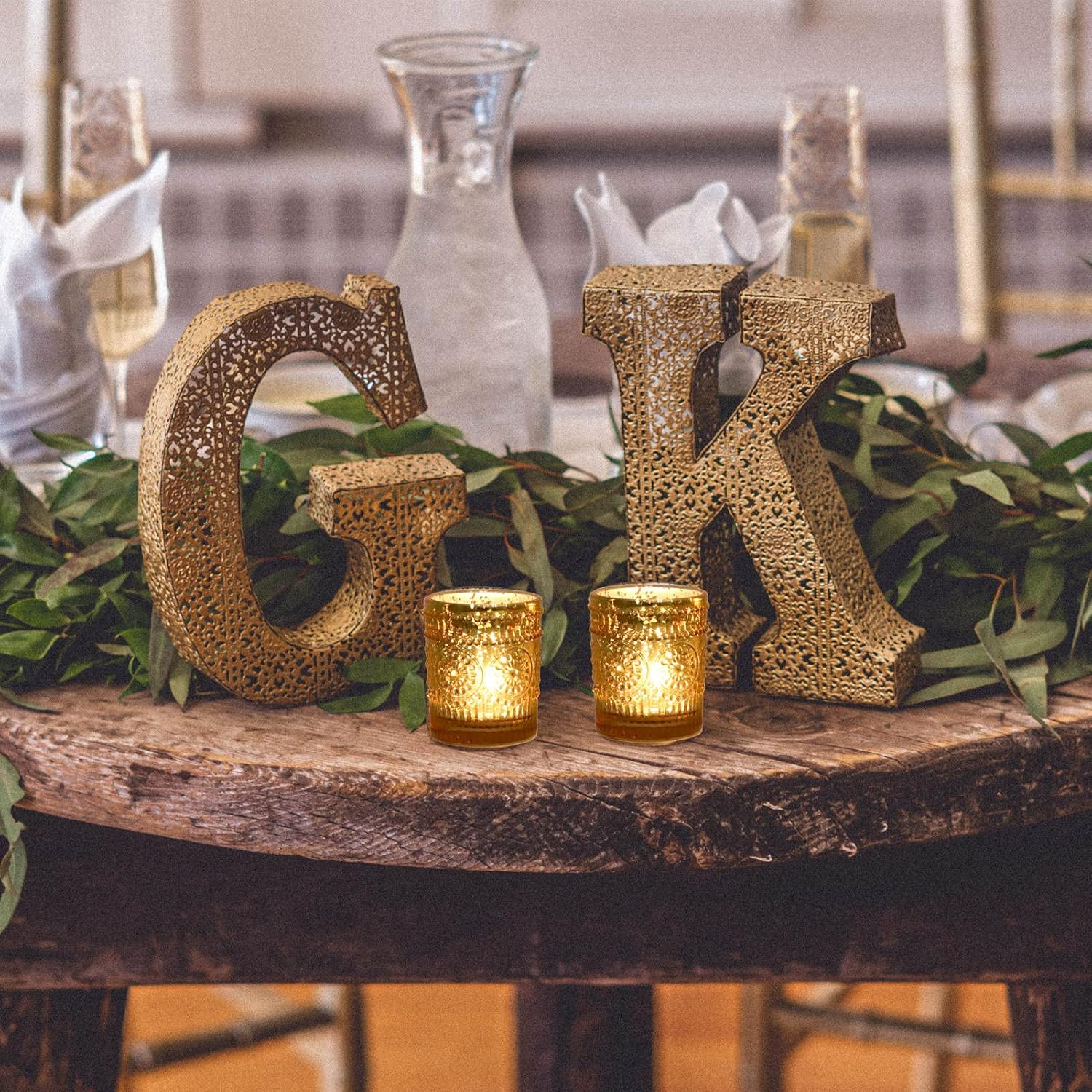 VOHO 24pcs Gold Candle Holders Bulk, Votive Candle Holders for Table Centerpiece, Mercury Gold Votive Holder for Wedding Dinning Party (2.1'' x 2.6'', W/H)