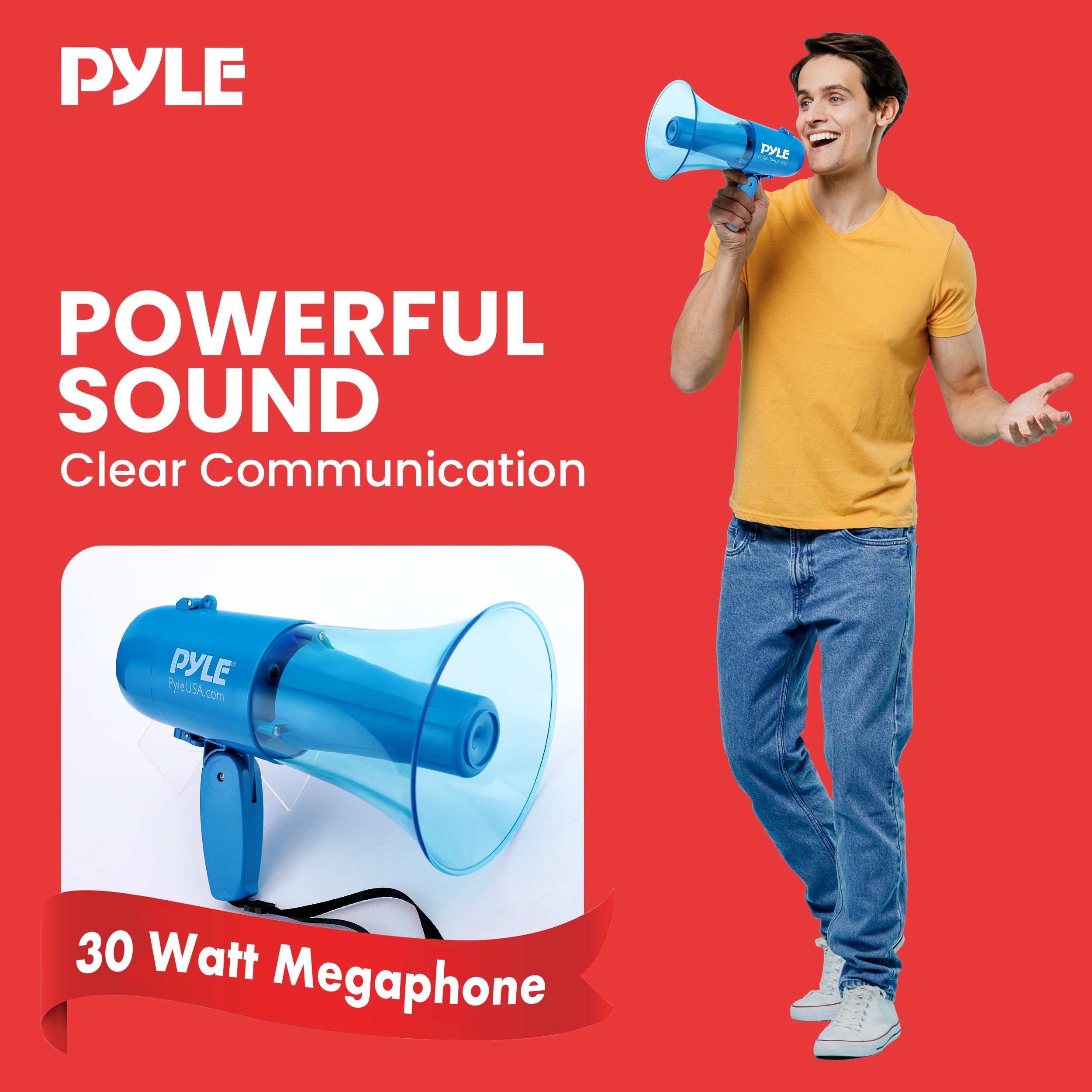 Amazon.com : Pyle 30W Portable Megaphone Speaker, 1200-Yard Range
