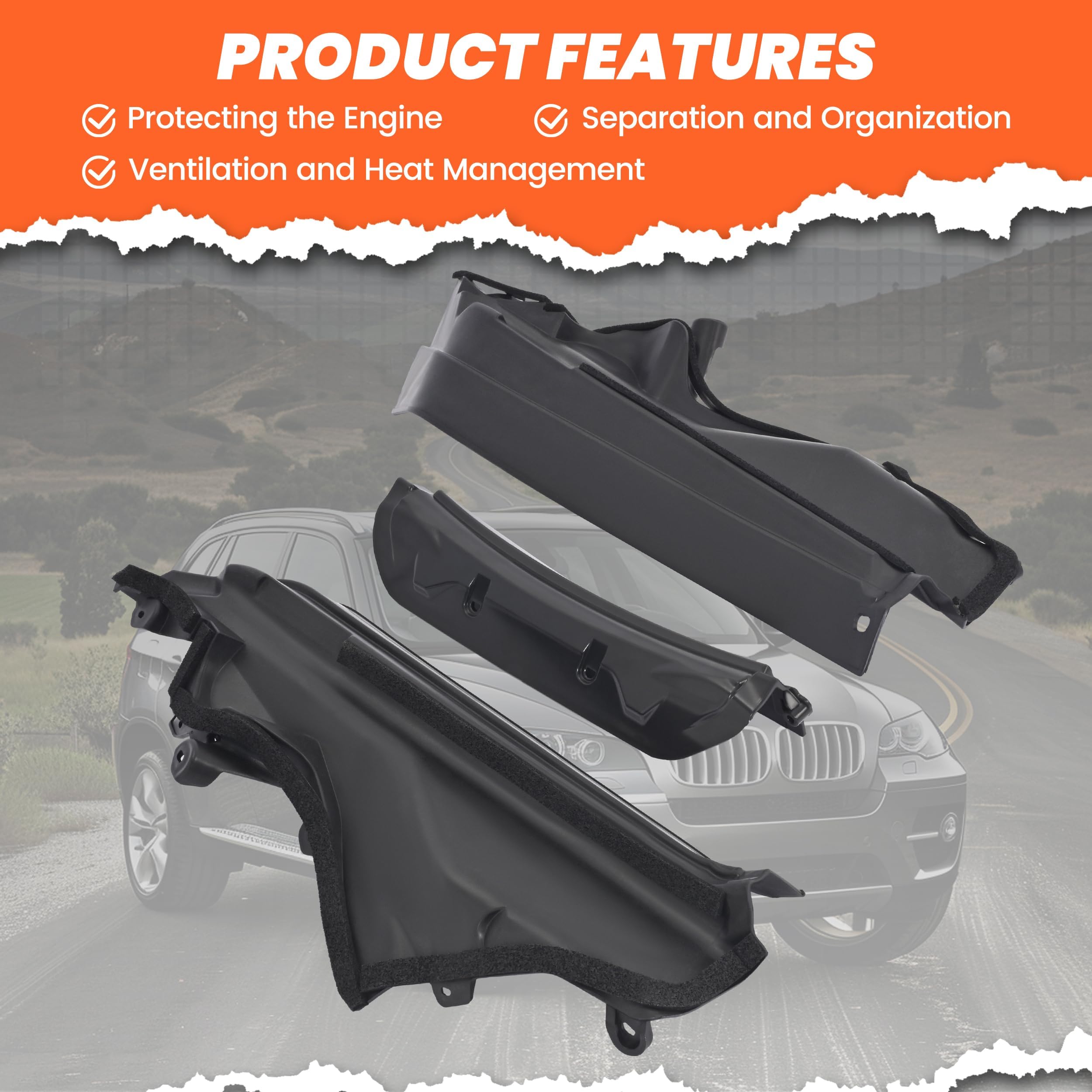 Juego de piezas para parte superior del motor compatible con X6 E71 E72 2008 – 2014, Reemplazo para 51717169421 51717169419