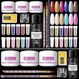 Acrylic Nail Kit Acrylic Powders Professional Liquid Monomer and 12Pcs Glitter Powders Acrylic Nail Brush with Everything for Nail Extension Nail Art Beginner kit