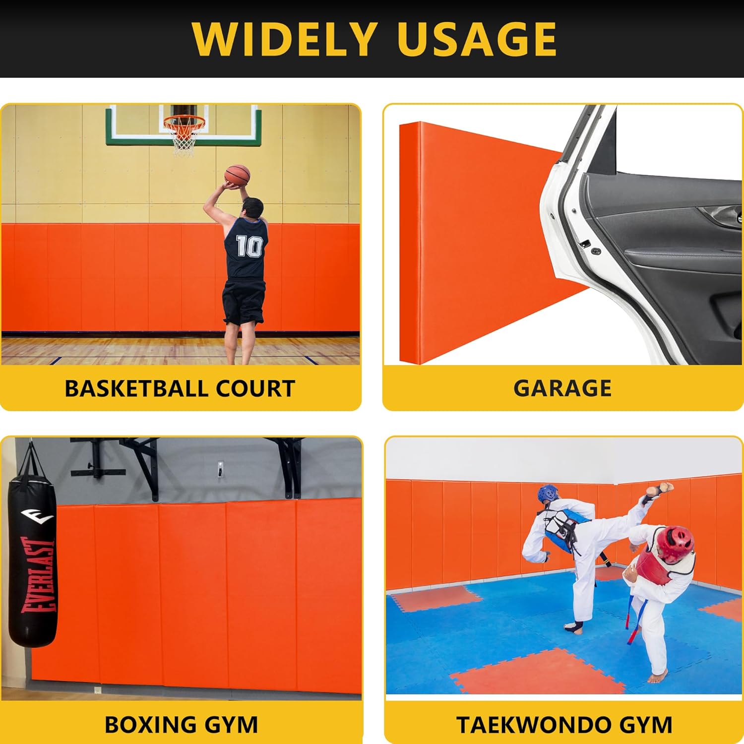 Gym Wall Padding, Basketball Court Wall Protector, Removable 2" Thick High-Density Protective Pads for Wall-Mounted Basketball Hoop, Garage, Basement, High Elasticity & Tear-Resistant