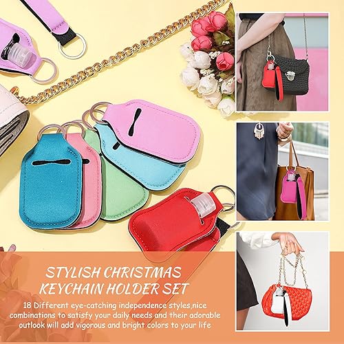 Miniatura 3 de Patelai Juego de 54 botellas de viaje vacías con soporte para llavero, contenedor de botella de viaje de 1 oz, soportes para botellas, llavero de