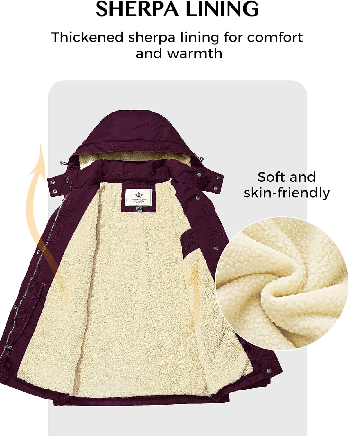 Wenven Women's Winter Warm Sherpa Lined Jacket Heavy Parka Coat with Hood - Image 4
