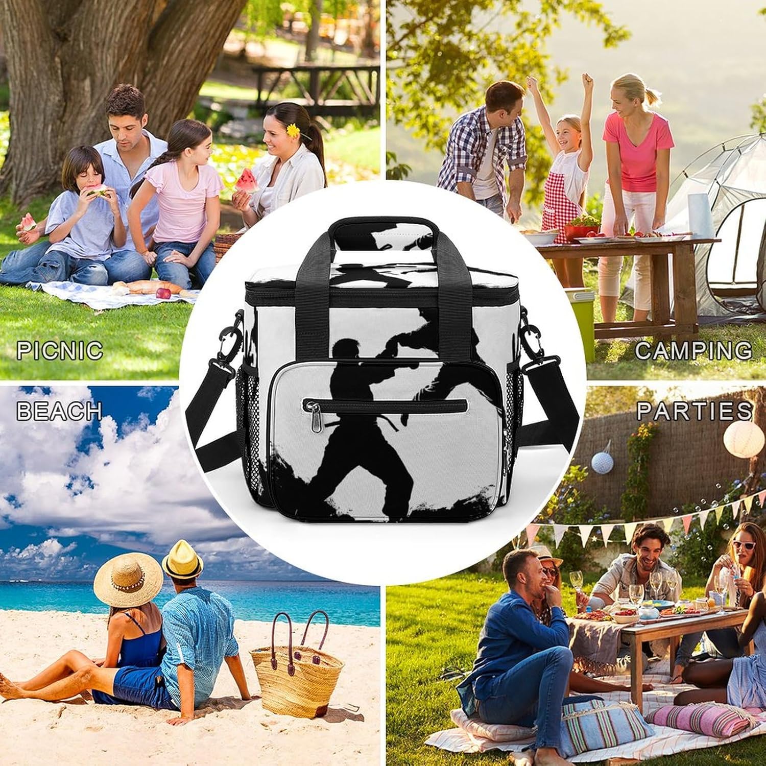 Cooler Bags Insulated for Travel, Kickboxing Print Soft Cooler Bag,Insulated Lunch Bag for Camping/Beach/Outdoor/Picnic