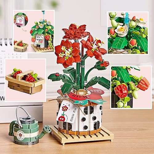 Miniatura 6 de QLT - Bloques de construcción de bonsái con flores de ladrillos pequeños, 686 piezas, colección botánica para niñas de 8 a 12 años para regalo,