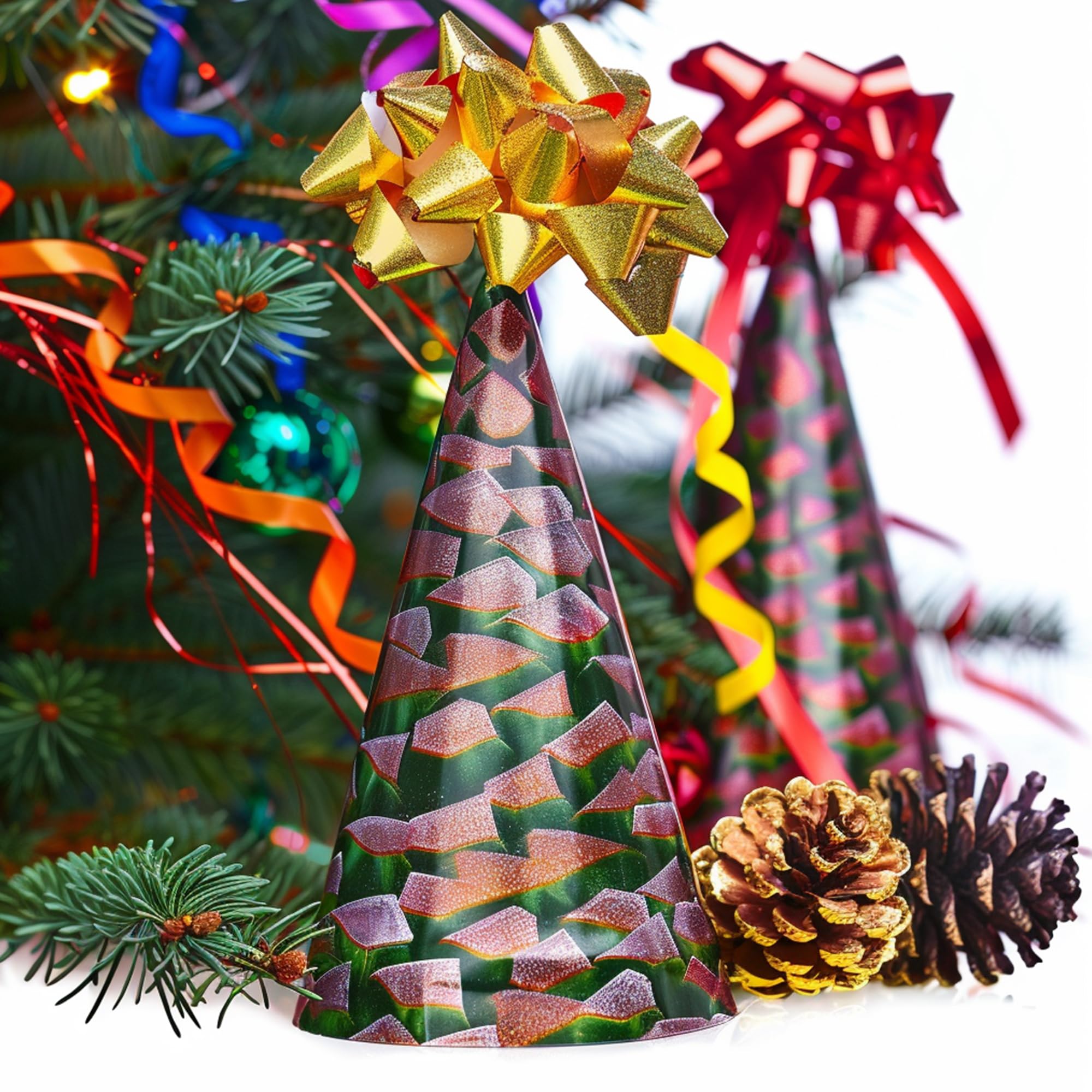 RunNico 12 coni di cartapesta di Natale spessi, 25,9 x 9,9 cm, coni in cartone spesso con fondo aperto, per albero di Natale, gnomi, decorazioni fai da te