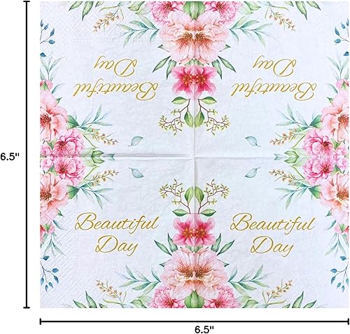 Miniatura 6 de Servilletas de papel de 20 unidades de 13 x 13 pulgadas, 3 capas de flores impresas con flores de encaje y flores, servilletas de cóctel para arte,