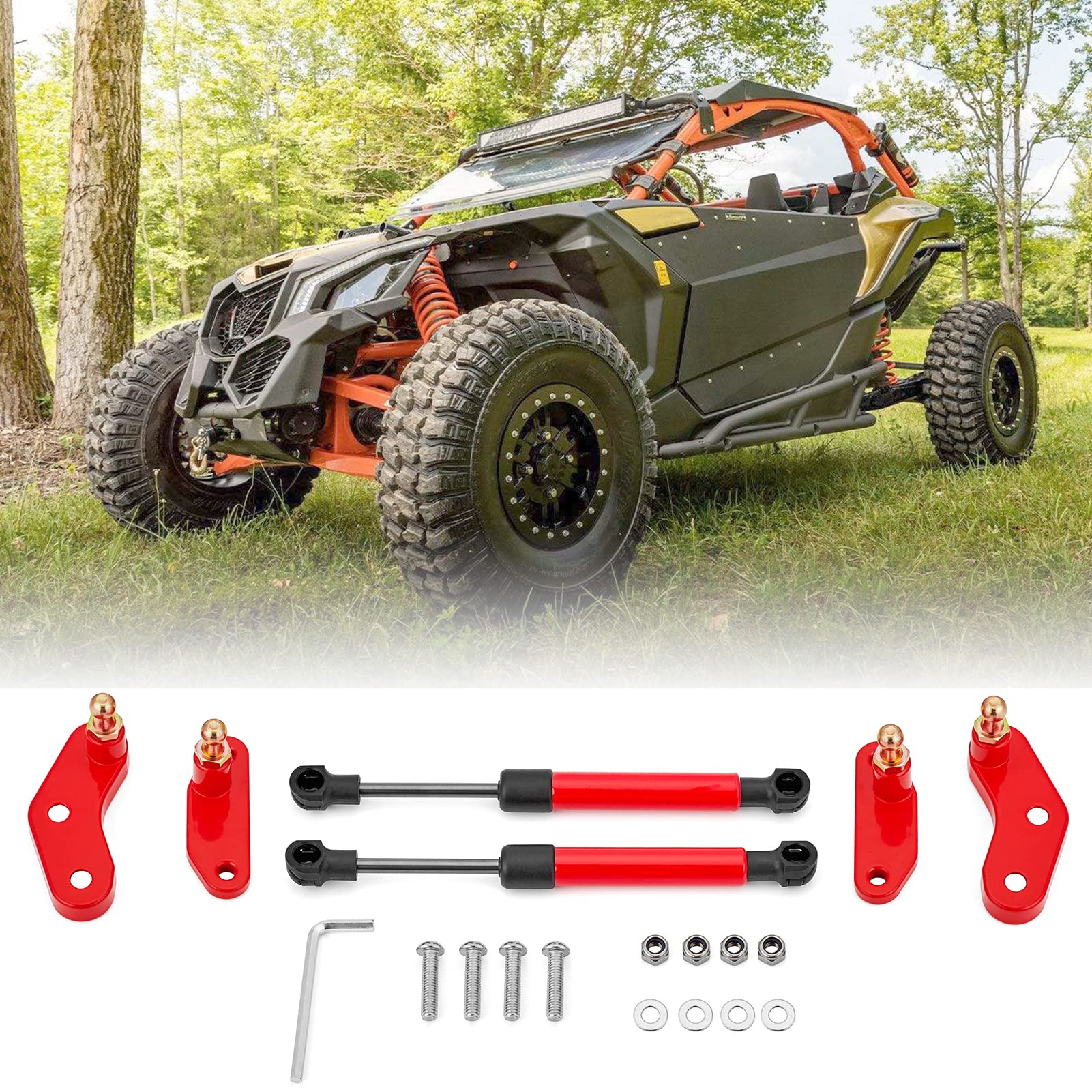 WeiSen4 Pack Rear Front Door Opener for 4 Door Compatible with 2017-2022 Can Am Maverick X3 & Maverick X3 Max Red