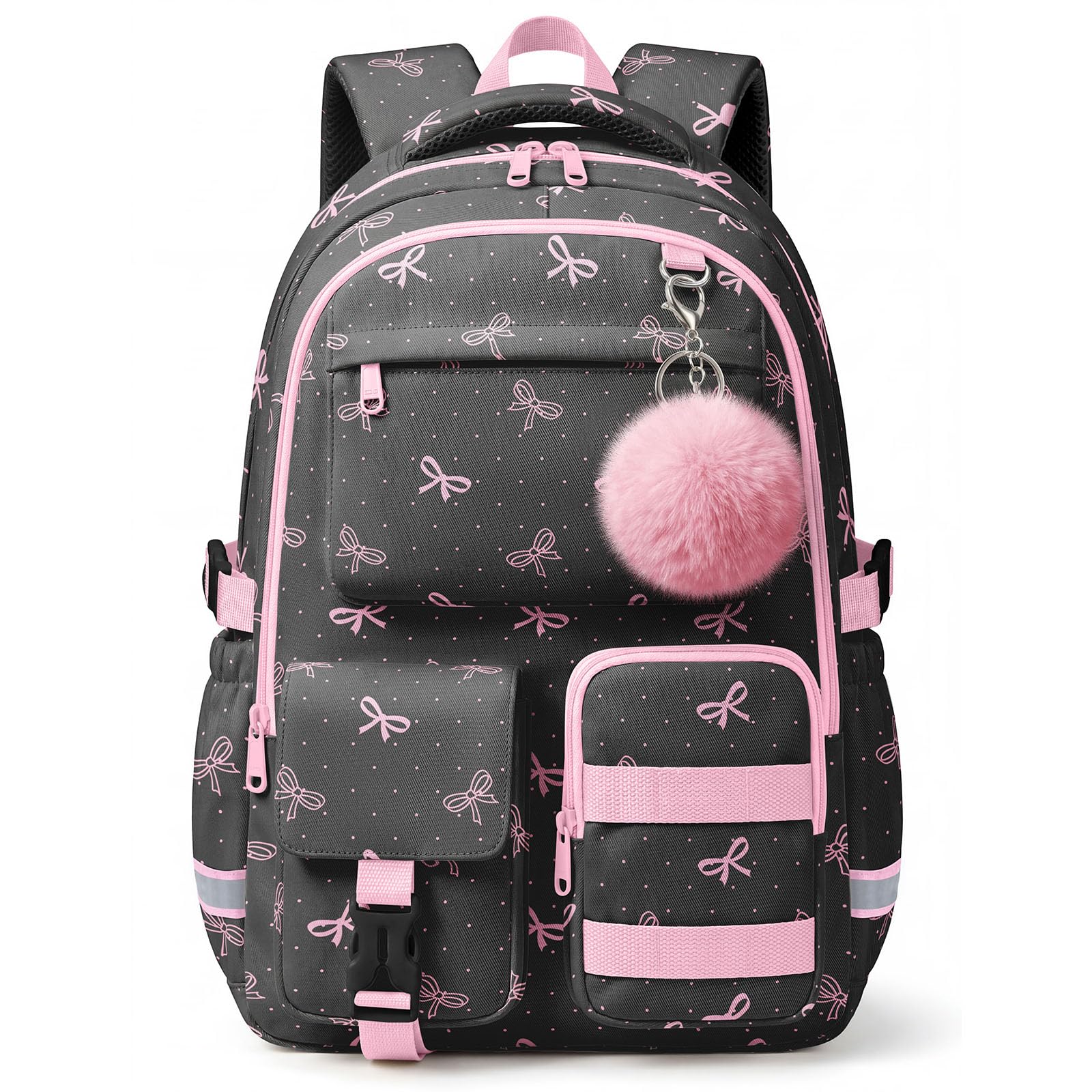 Photo 1 of WOBAGMEN Pink Bow Polka Dot Backpack