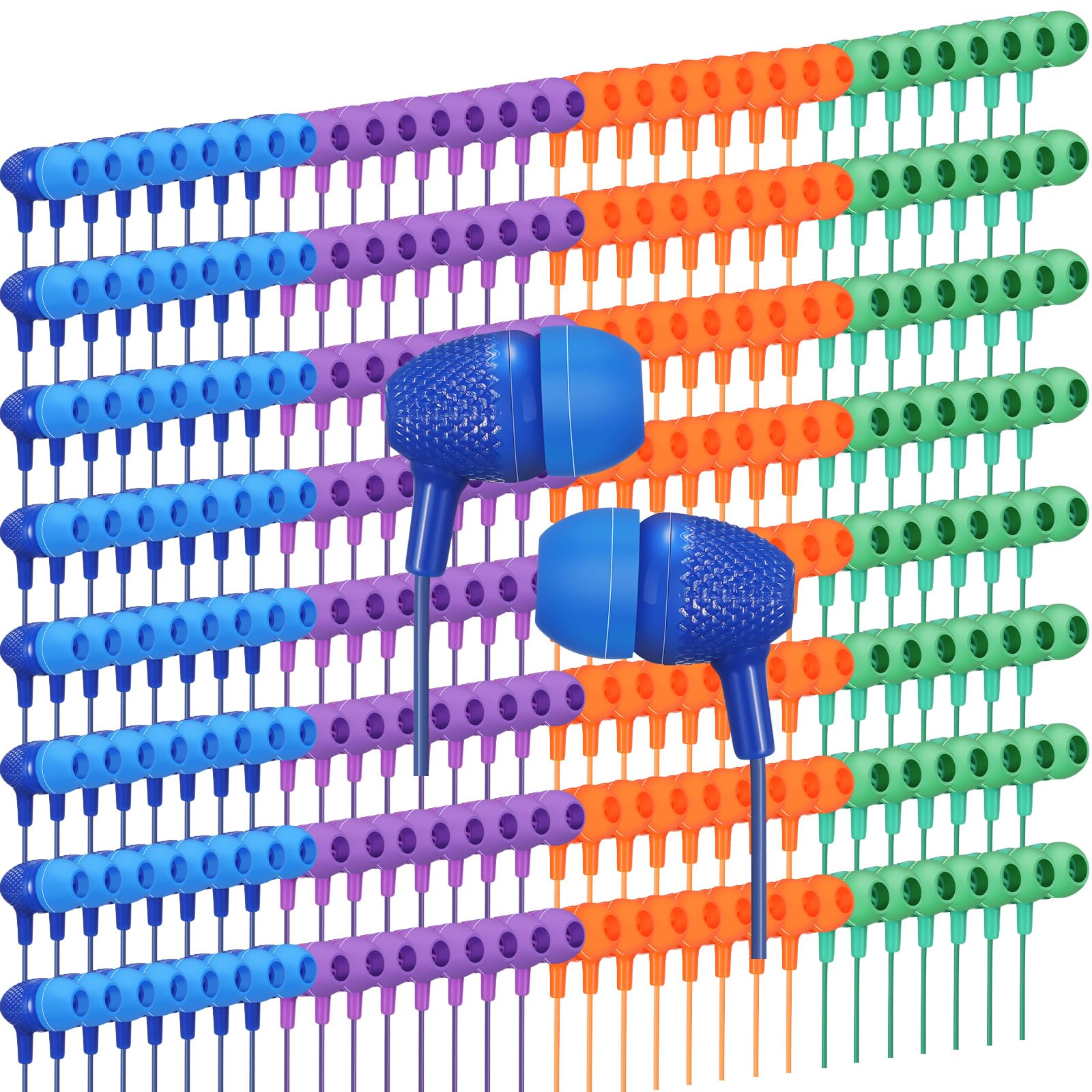 Confezione da 250 auricolari per bambini, con filo, per scuole, aule, biblioteche, bambini, studenti, idea regalo (colore vivace)