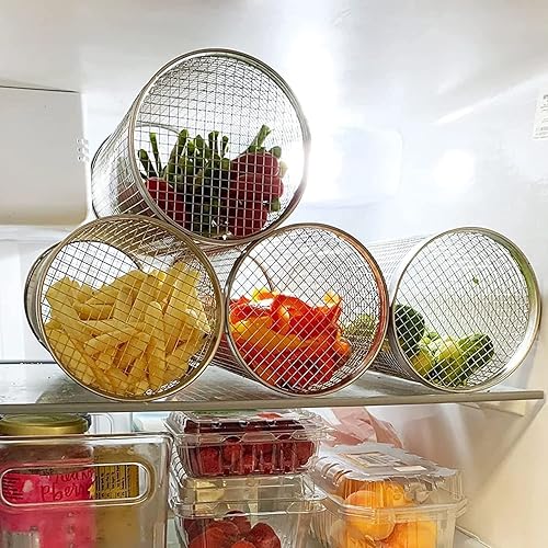 Miniatura 2 de Cesta de parrilla para barbacoa, canasta cilíndrica, canasta portátil para barbacoa al aire libre, para verduras, pescado y papas fritas, camping,