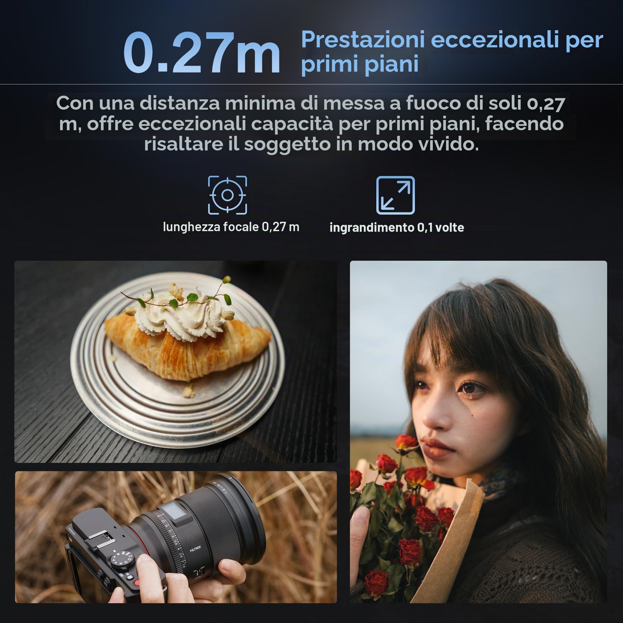 VILTROX AF 16mm F1.8 Obiettivo della fotocamera per L Mount Full Frame Messa a fuoco automatica Grande apertura grandangolare Protocollo nativo L-Mount
