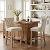 SoarFlash Set of 2 Modern Velvet Bar Stools with Wooden Legs Button Stitch Chrome Nails Armless Counter Stool Beige