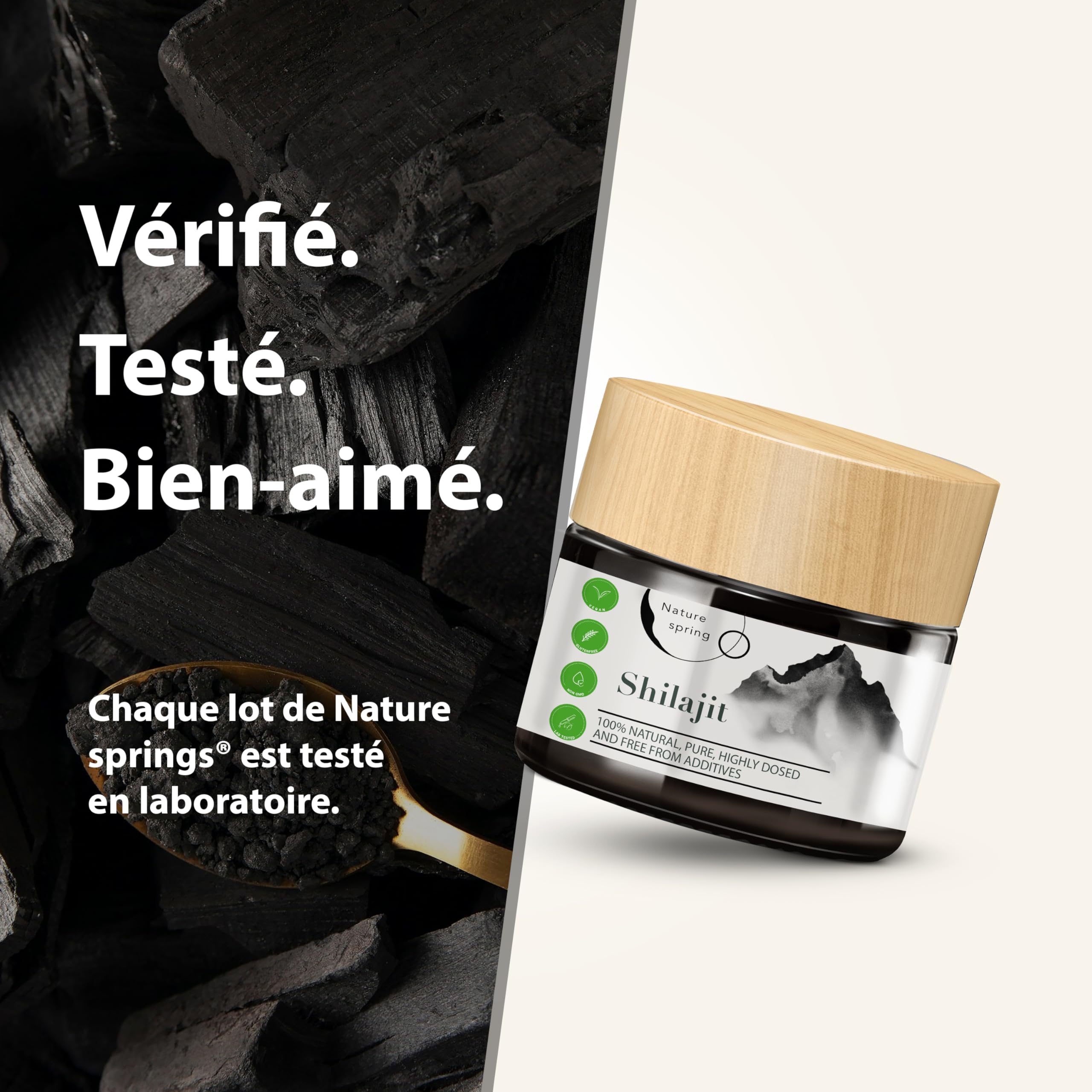 Shilajit Résine en Verre | Premium +2 Mois | Source Himalayenne Haute Puissance avec Acide Fulvique | Acide Humique et Oligo-éléments | Nature spring