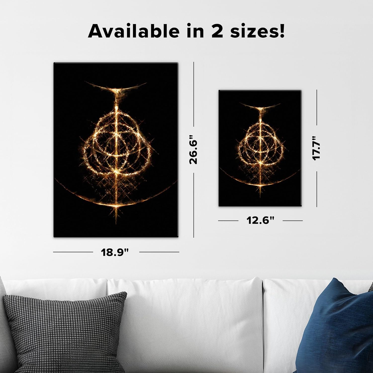 Displate Metal Poster Elden Ring - Lands Between - Rune - Golden Emblem - Gamer Aesthetics - Collectible Gift - Premium Decorations Wall Art Decor Gifts Movie Posters - 12.6x17.7 in