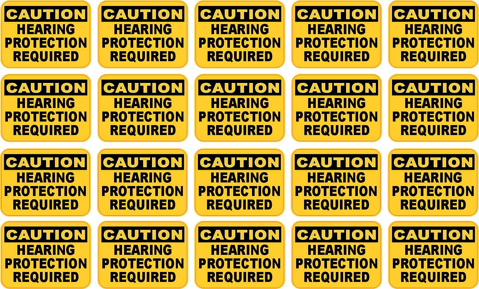 StickerTalk Caution Hearing Protection Required Stickers, 1 Sheet of 20 Stickers, 1 inch by 0.75 inch Each