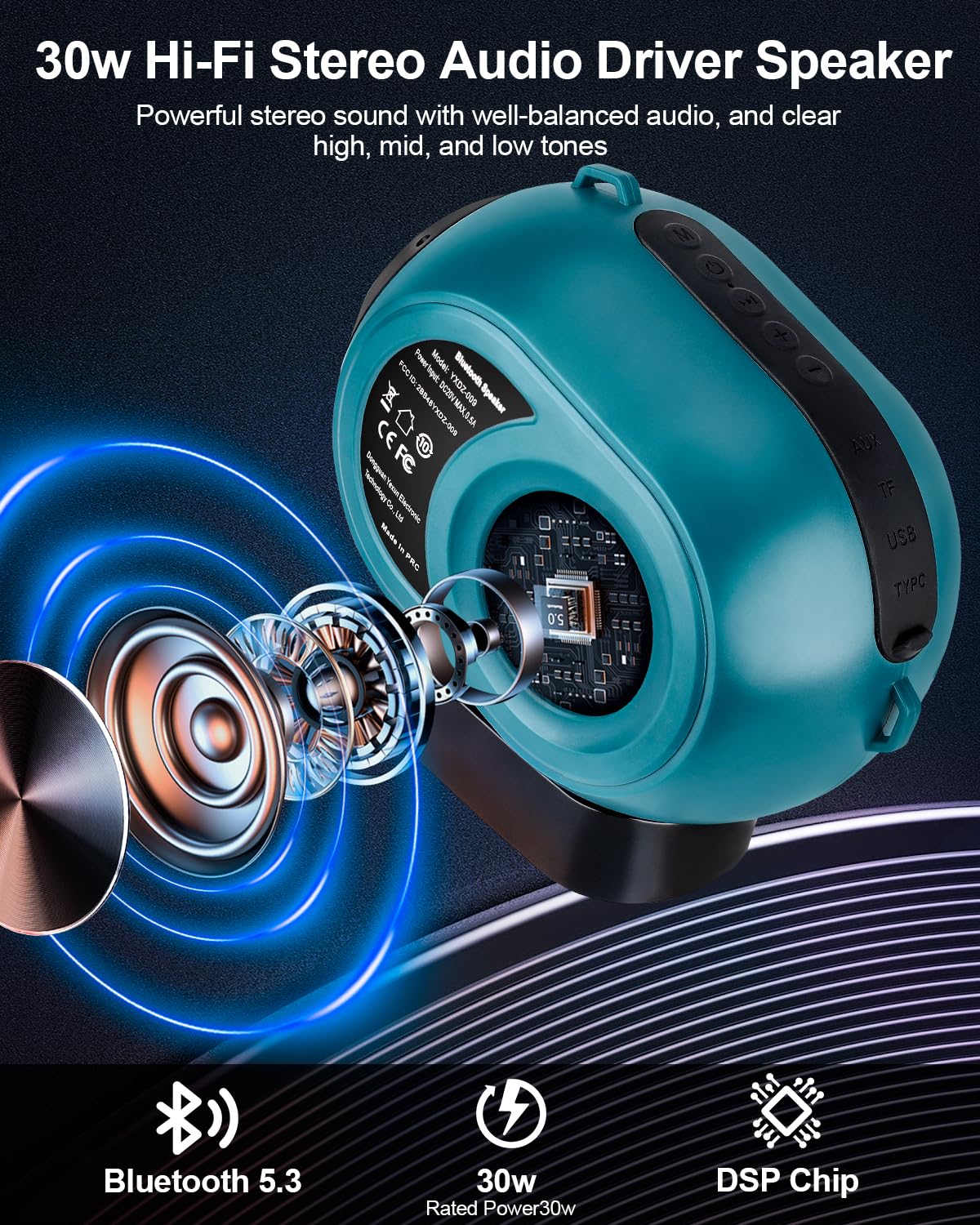 Adisipsoarin Altavoz Bluetooth para batería Makita LXT de 18 V, altavoz inalámbrico con sonido HD, emparejamiento TWS, Bluetooth 5.3, para lugares de trabajo/hogar/fiesta/al aire libre/playa/regalo